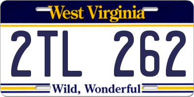WV license plate 2TL262