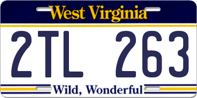WV license plate 2TL263