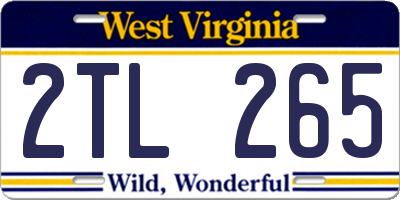 WV license plate 2TL265