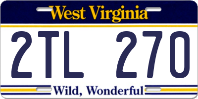 WV license plate 2TL270