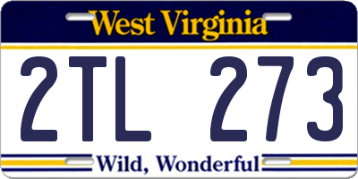 WV license plate 2TL273