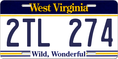 WV license plate 2TL274