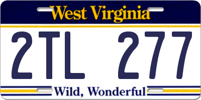 WV license plate 2TL277