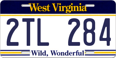 WV license plate 2TL284