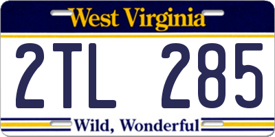 WV license plate 2TL285