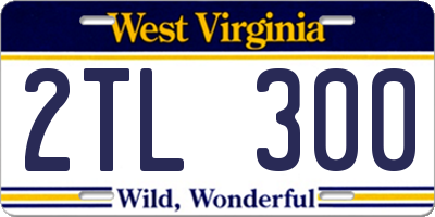 WV license plate 2TL300