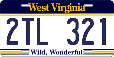 WV license plate 2TL321