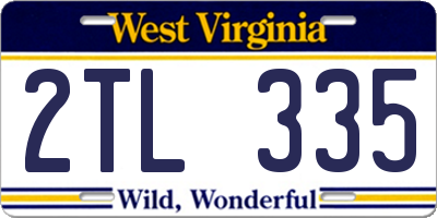 WV license plate 2TL335