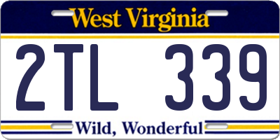 WV license plate 2TL339