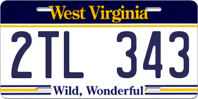 WV license plate 2TL343