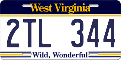 WV license plate 2TL344