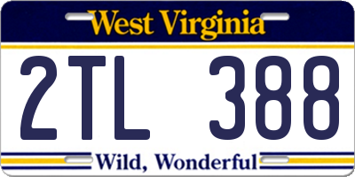 WV license plate 2TL388