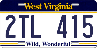 WV license plate 2TL415