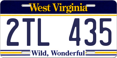 WV license plate 2TL435