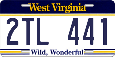 WV license plate 2TL441