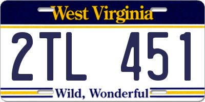 WV license plate 2TL451
