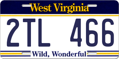 WV license plate 2TL466