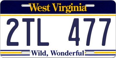 WV license plate 2TL477