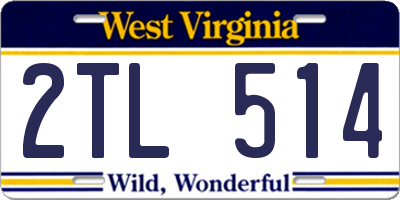 WV license plate 2TL514