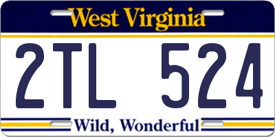 WV license plate 2TL524
