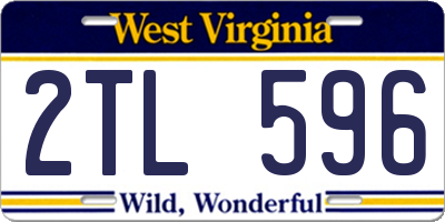 WV license plate 2TL596