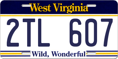WV license plate 2TL607