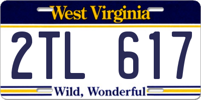 WV license plate 2TL617