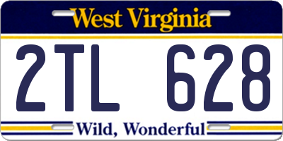 WV license plate 2TL628