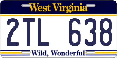 WV license plate 2TL638