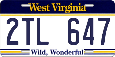 WV license plate 2TL647