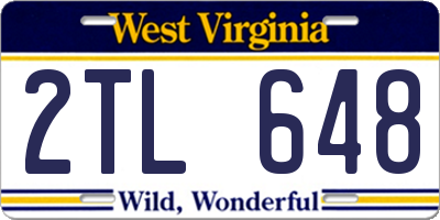 WV license plate 2TL648