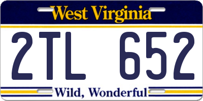 WV license plate 2TL652