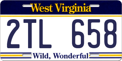 WV license plate 2TL658