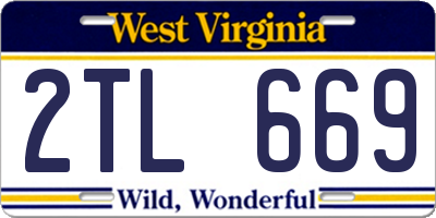 WV license plate 2TL669