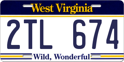 WV license plate 2TL674