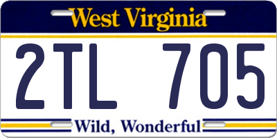 WV license plate 2TL705