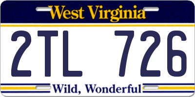 WV license plate 2TL726