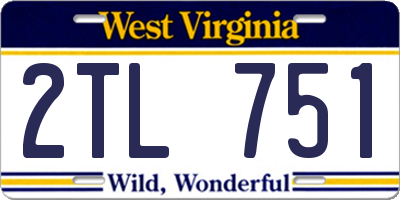 WV license plate 2TL751
