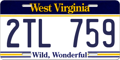 WV license plate 2TL759