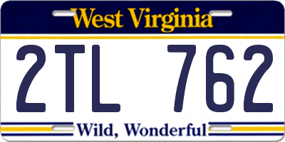 WV license plate 2TL762