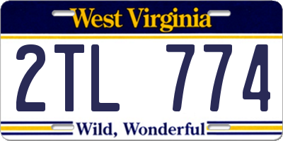 WV license plate 2TL774