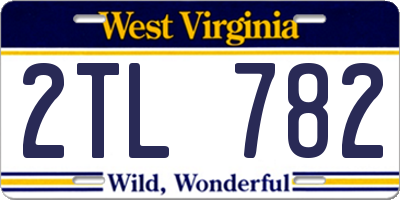 WV license plate 2TL782