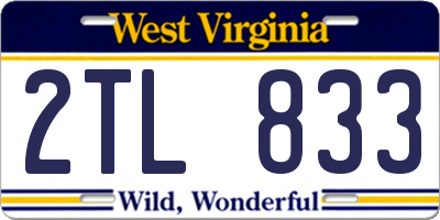 WV license plate 2TL833