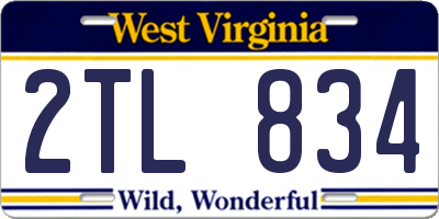 WV license plate 2TL834