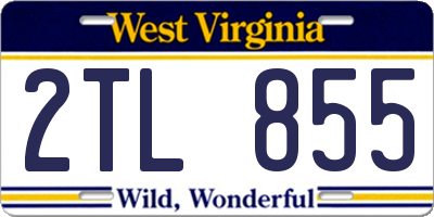 WV license plate 2TL855
