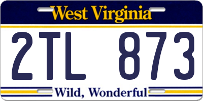 WV license plate 2TL873
