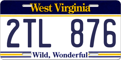WV license plate 2TL876