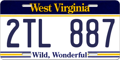 WV license plate 2TL887