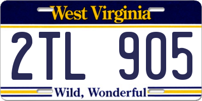 WV license plate 2TL905