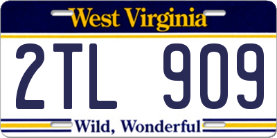 WV license plate 2TL909